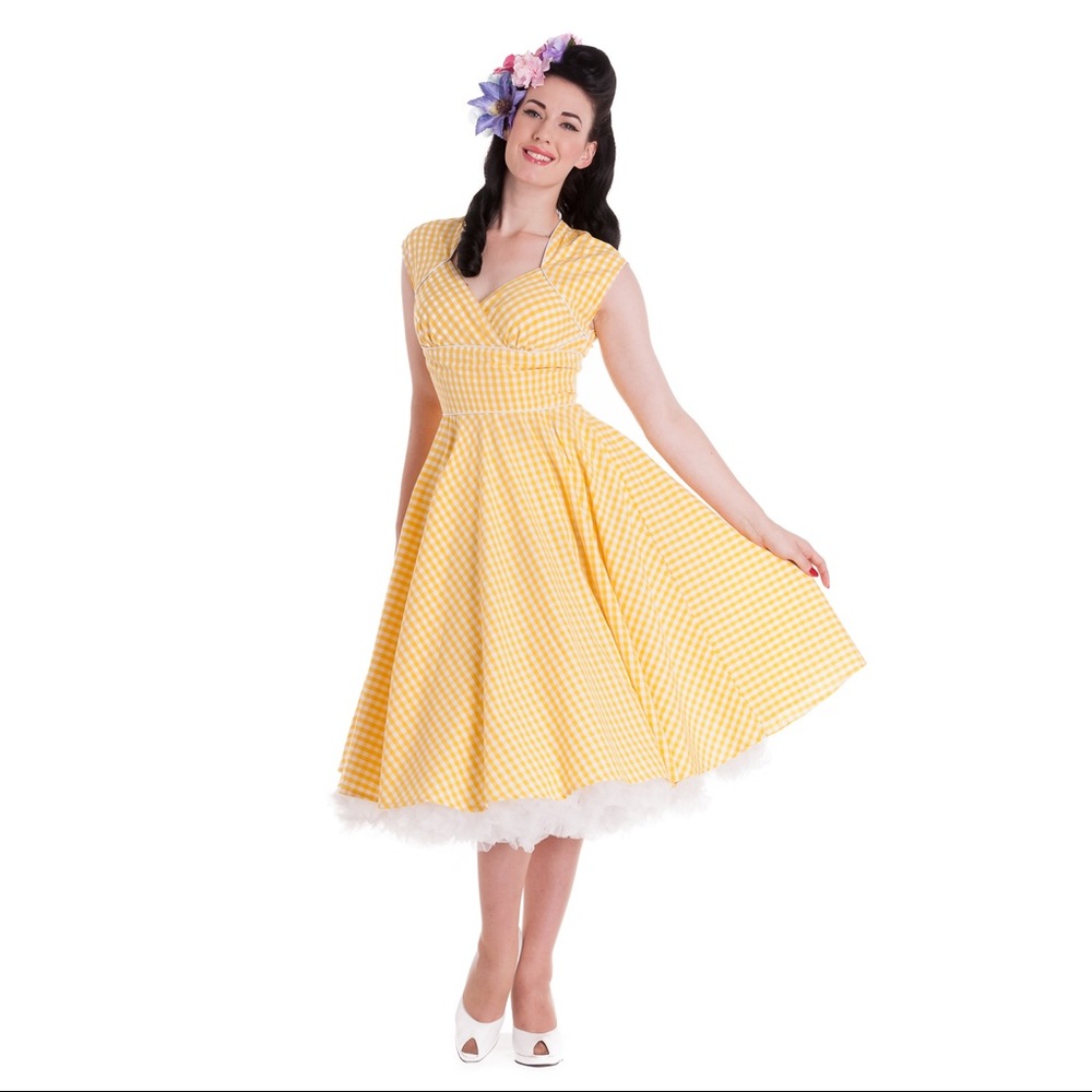 Hell Bunny "Lazy River" Yellow Gingham Dress